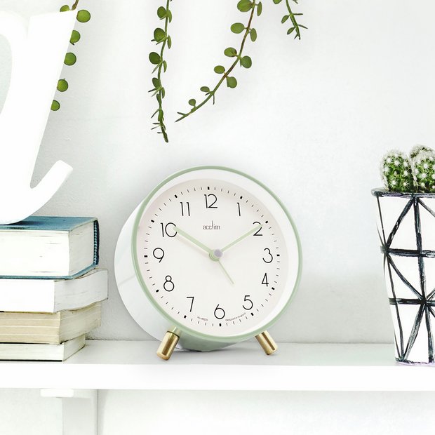 Acctim analogue alarm clock sage (British brand)