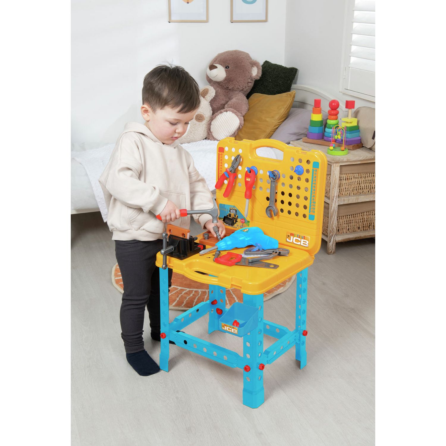 JCB My First Workbench toy with over 60 pieces - British product