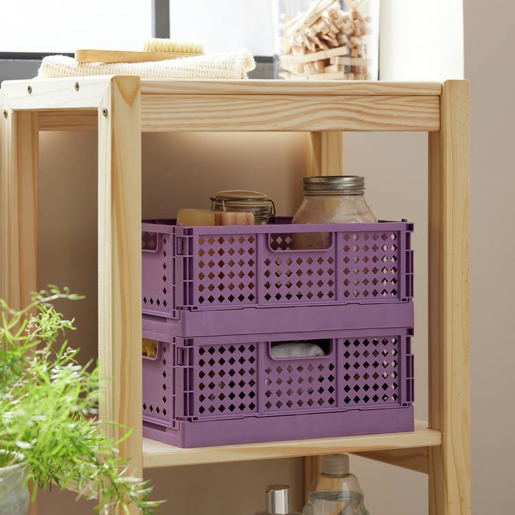 Habitat 4L folding crates mauve, UK version