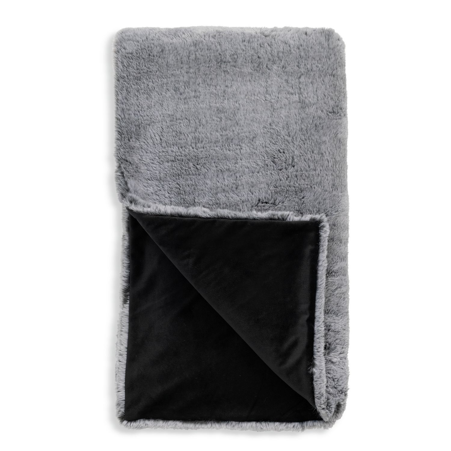 Habitat Faux Fur Tipped Throw - Charcoal - 125x150cm