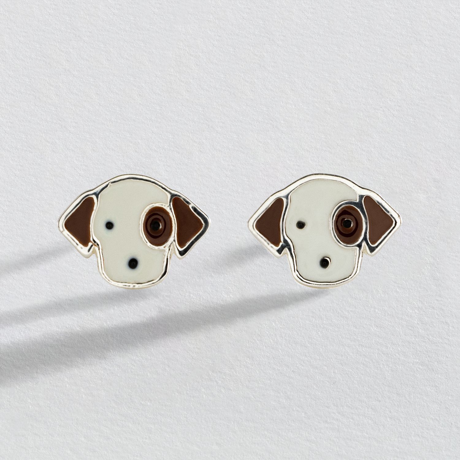 Revere sterling silver puppy enamel stud earrings (British brand)
