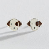 Revere sterling silver puppy enamel stud earrings (British brand)