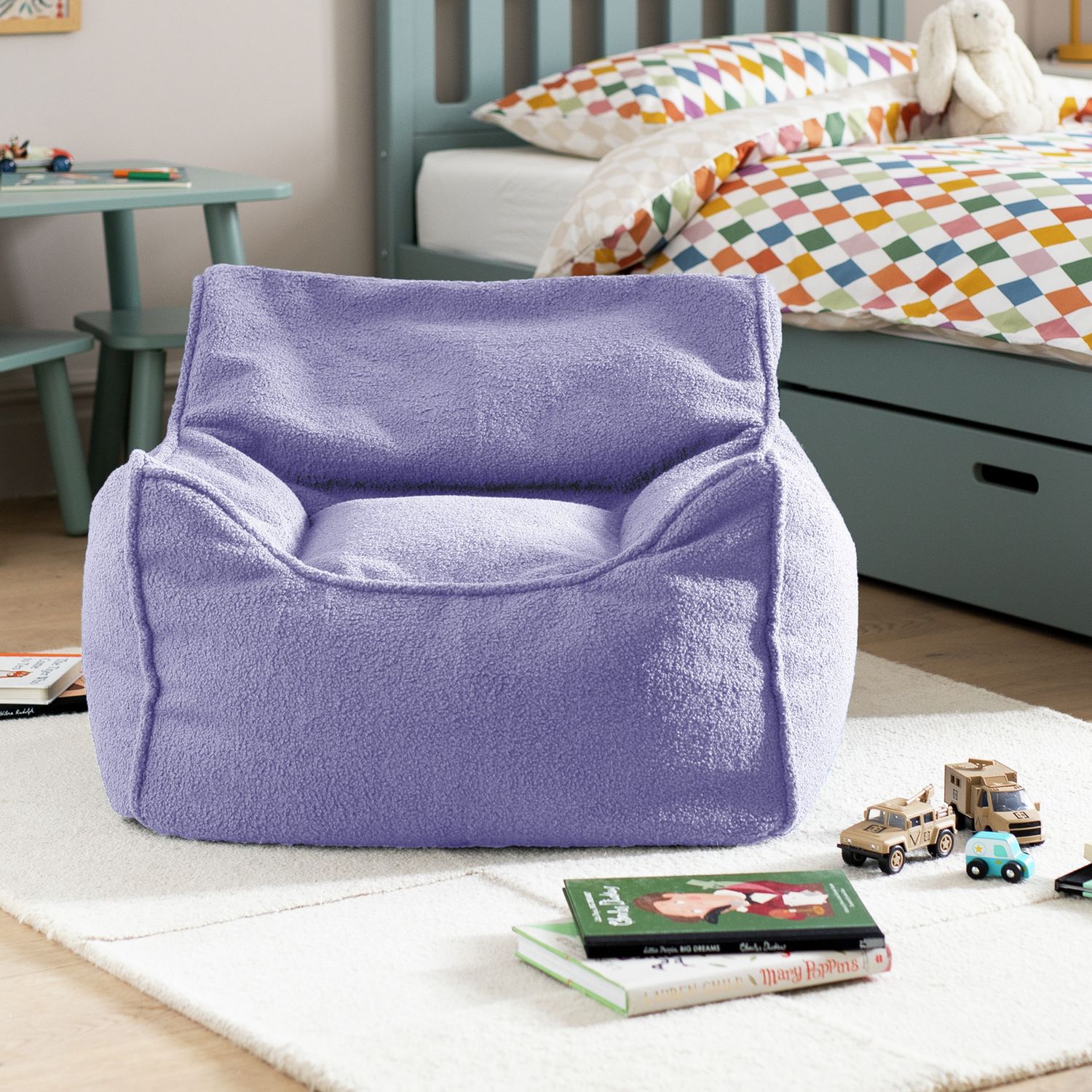 Kaikoo Kids Single Chair Boucle Bean Bag Off White Bean Bag Chair