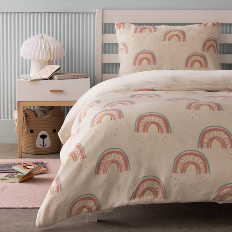 Argos Home rainbow fleece toddler bedding set, imported from the UK