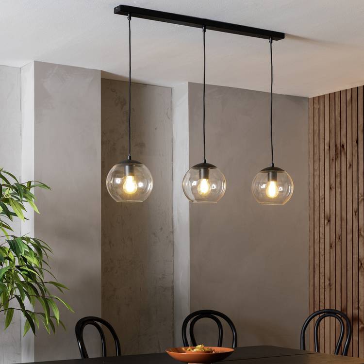 Habitat Coleman three-light bar pendant light in matte black - British product
