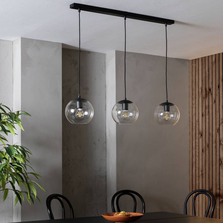 Habitat Coleman three-light bar pendant light in matte black - British product