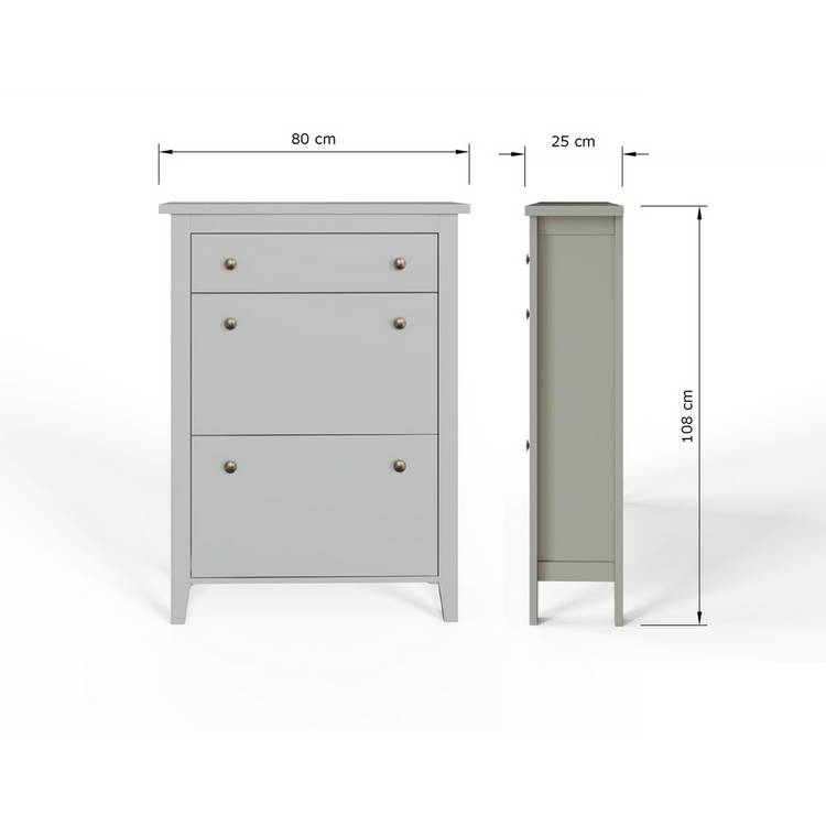 Deluxe Two Tier Shoe Cabinet Grey (British brand)