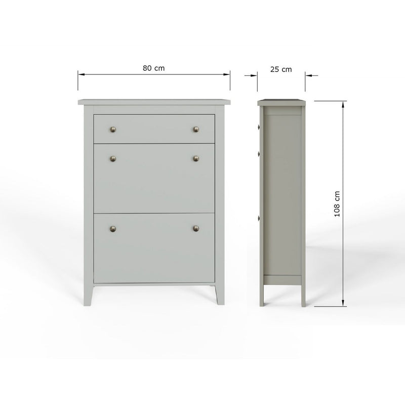 Deluxe Two Tier Shoe Cabinet Grey (British brand)