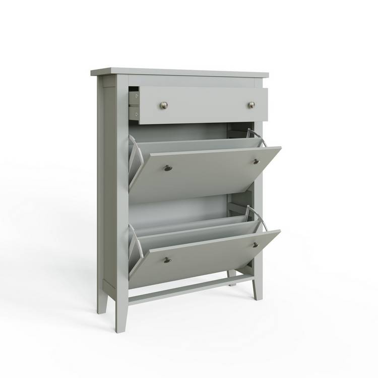 Deluxe Two Tier Shoe Cabinet Grey (British brand)