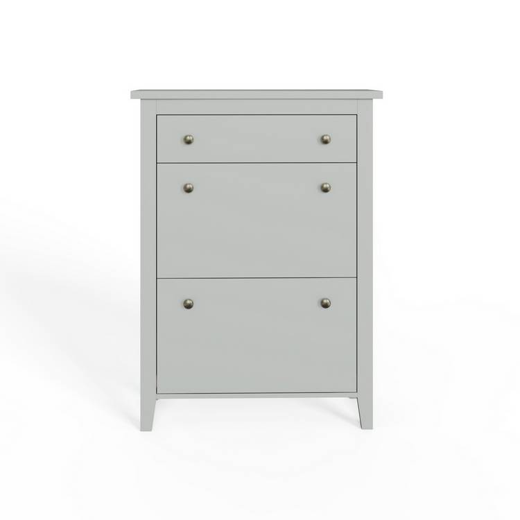 Deluxe Two Tier Shoe Cabinet Grey (British brand)