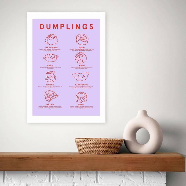 East End Prints dumplings menu art print A3, UK version