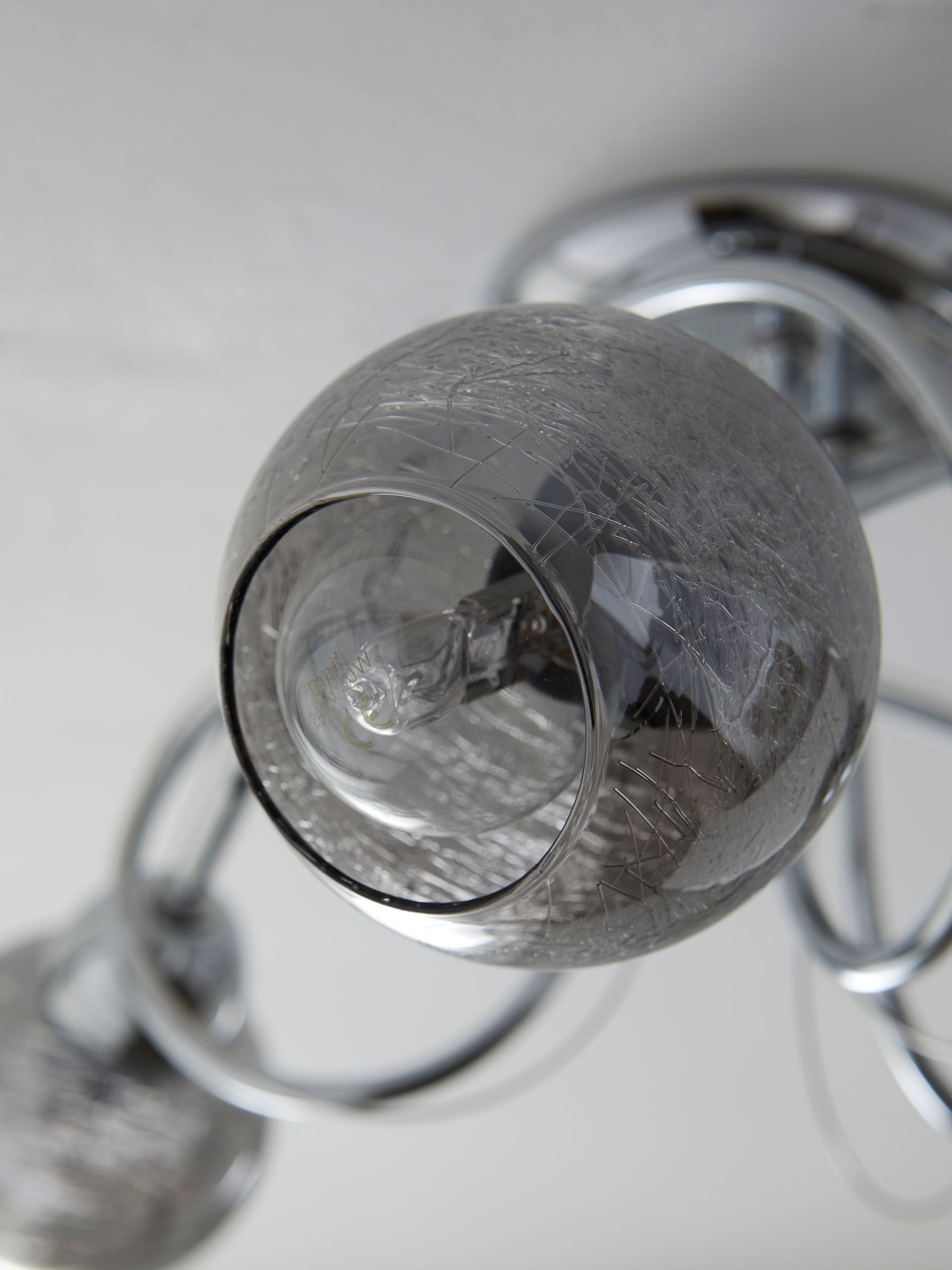 Ceiling light fitting Chrome Lana 3 light smoke glass shades, imported from the UK