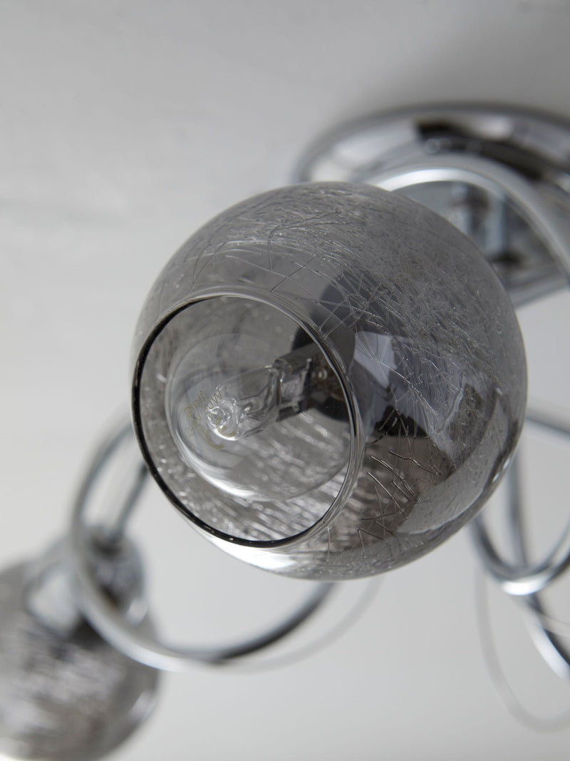 Ceiling light fitting Chrome Lana 3 light smoke glass shades, imported from the UK