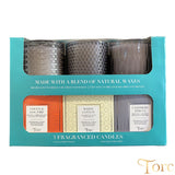 Torc Fragranced Textured Smoked Glass Candles 3 Pack