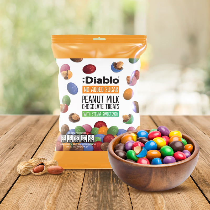 Diablo milk chocolate coated peanut treats no added sugar 40g, UK version