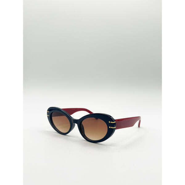 SVNX oval cat-eye sunglasses in navy burg, imported from the UK