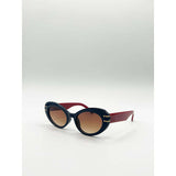 SVNX oval cat-eye sunglasses in navy burg, imported from the UK