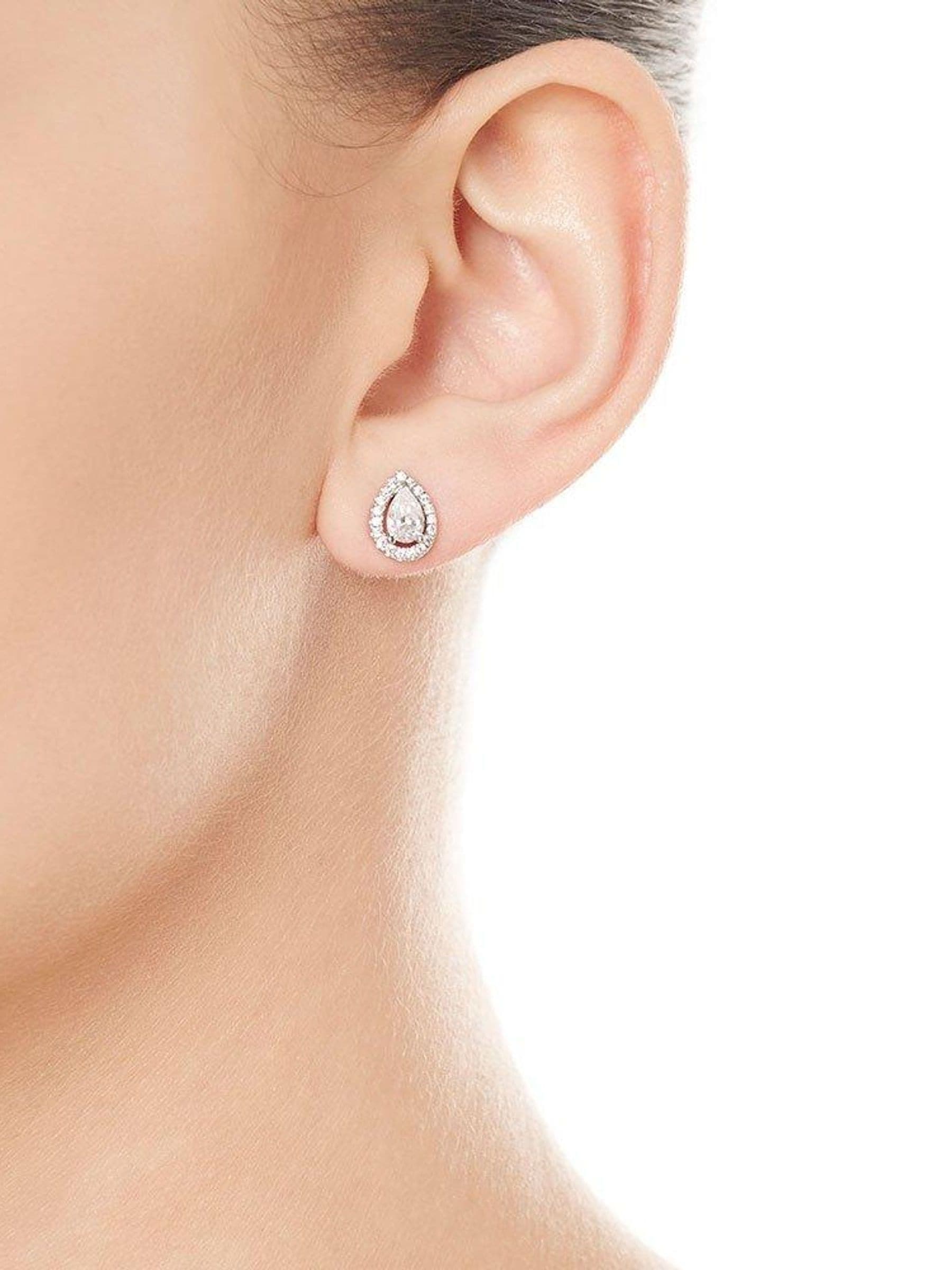 Beaverbrooks silver cubic zirconia pear-shaped pendant and earrings set - British product