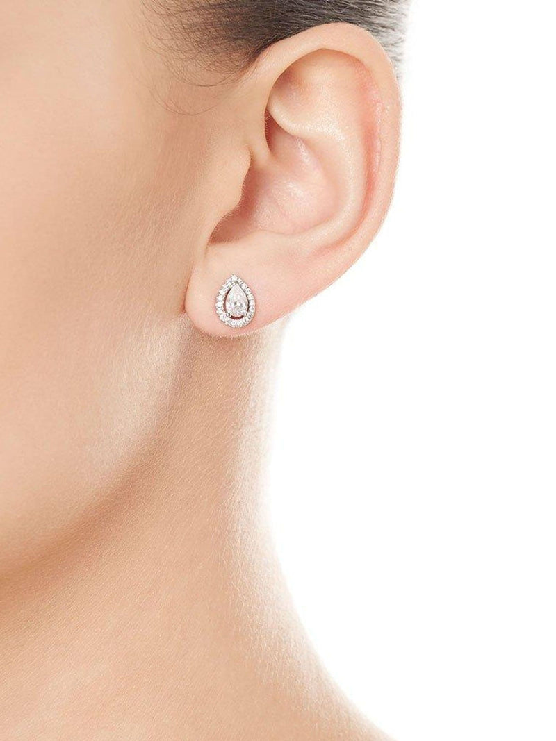 Beaverbrooks silver cubic zirconia pear-shaped pendant and earrings set - British product