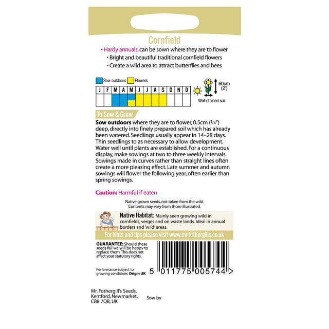Mr Fothergill's Seeds - Wildflower Garden Cornfield Mix