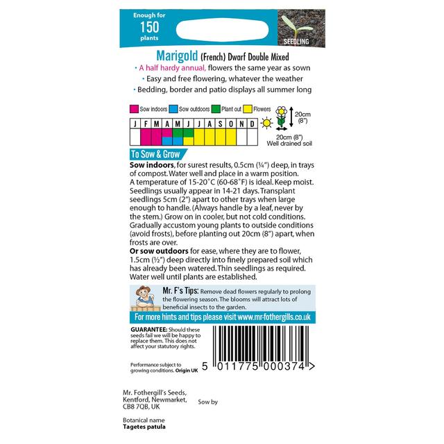 Mr Fothergill's Seeds - Marigold (French) Dwarf Double Mixed