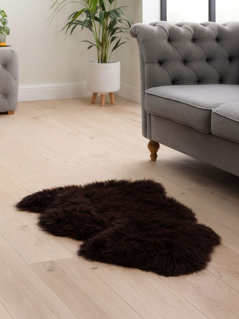 Hanlin Chocolate Brown Sheepskin Wool Rug