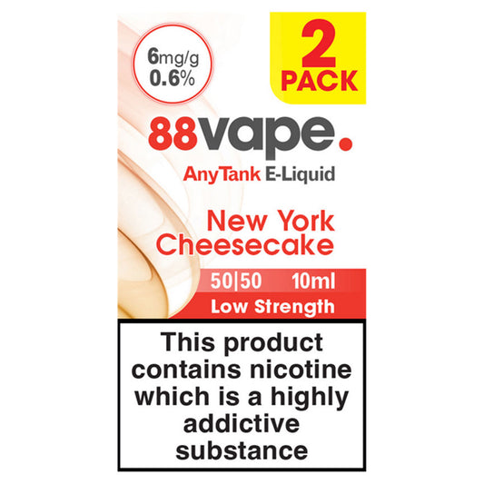88Vape AnyTank E-Liquid New York Cheesecake 50/50 2x GOODS ASDA   