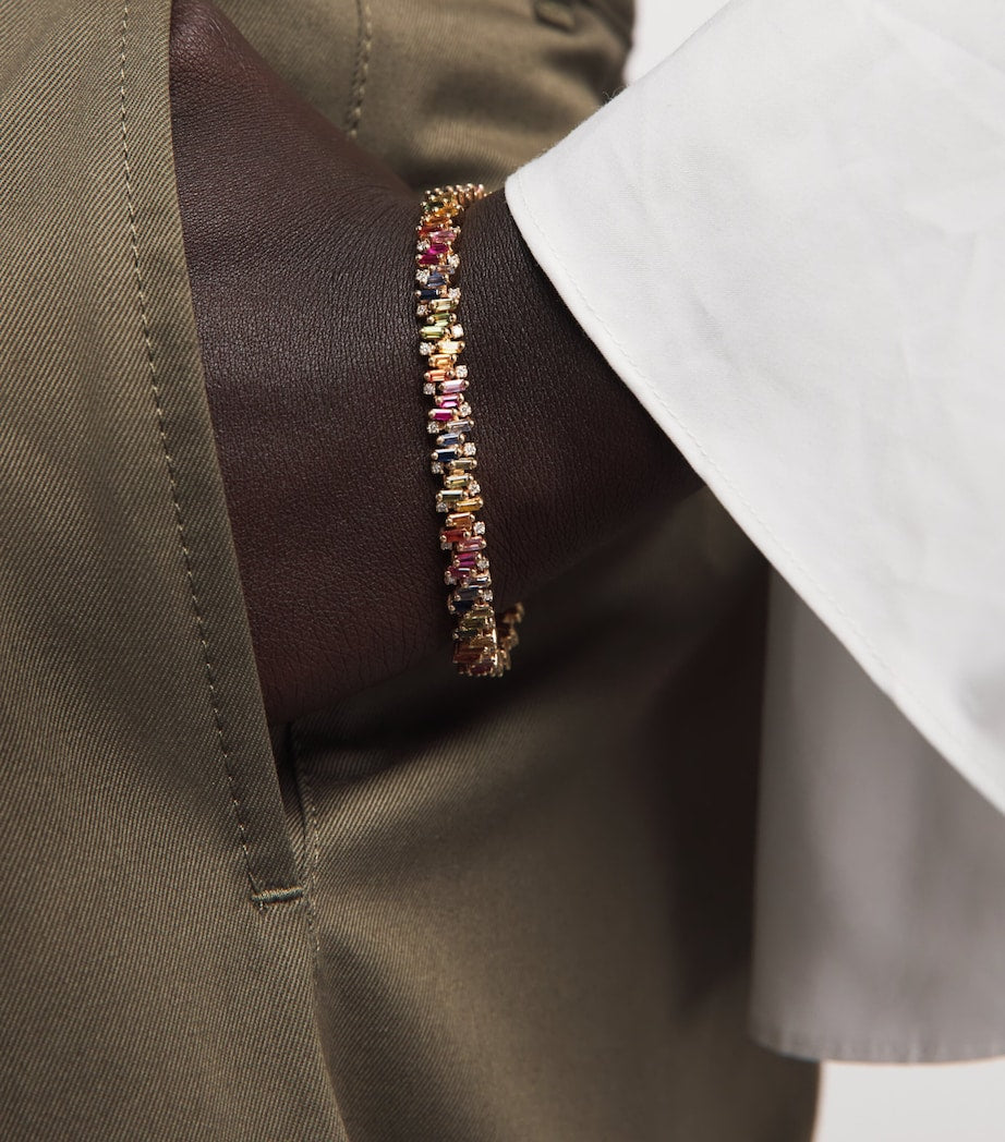 Suzanne Kalan rainbow sapphire tennis bracelet, imported from the UK