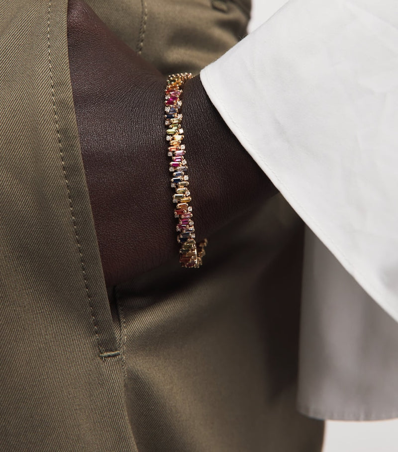 Suzanne Kalan rainbow sapphire tennis bracelet, imported from the UK