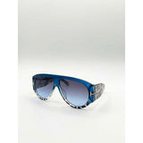 SVNX oversized rounded sunglasses blue black - British product