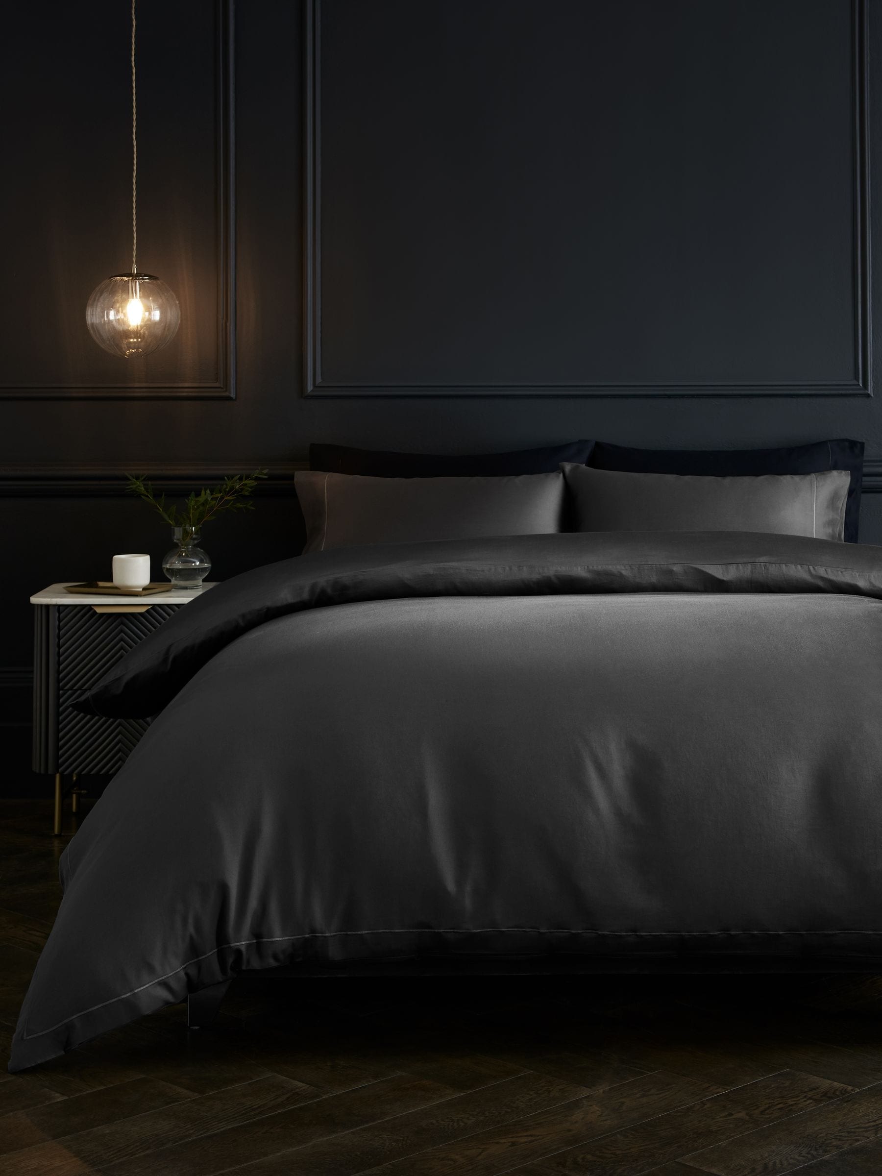 Collection Luxe charcoal grey duvet cover set - British product