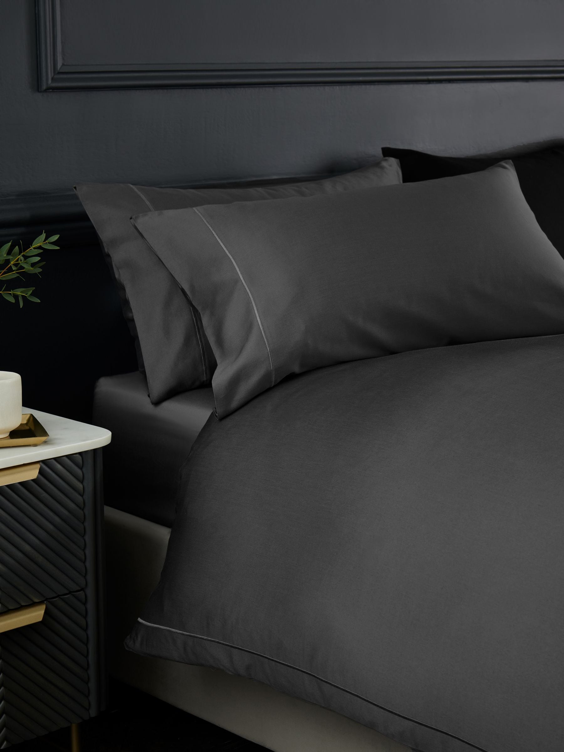 Collection Luxe charcoal grey duvet cover set - British product