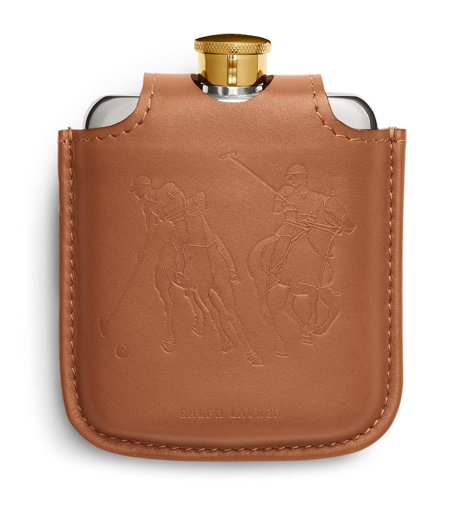 Ralph Lauren Home decorative hip flask with duelling polo players, 355ml capacity, imported from the UK