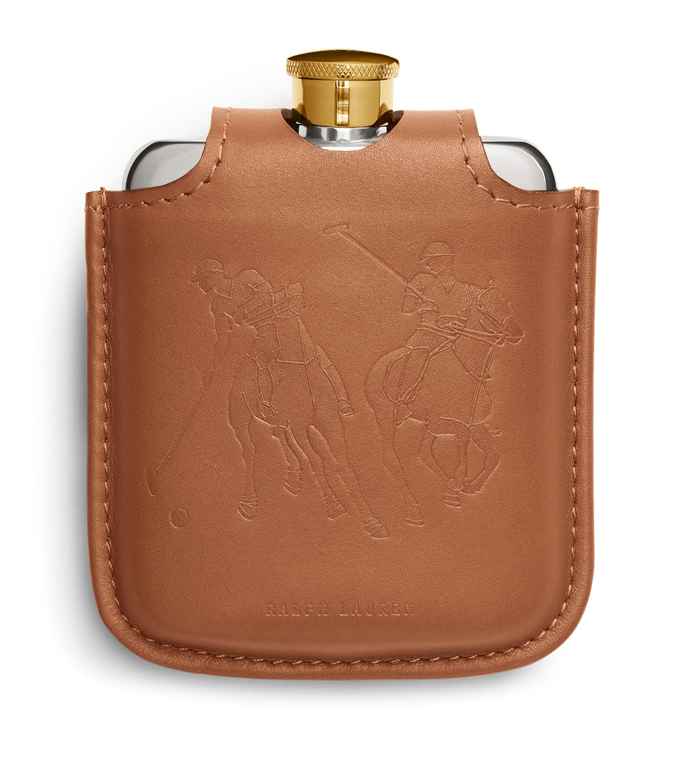 Ralph Lauren Home decorative hip flask with duelling polo players, 355ml capacity, imported from the UK