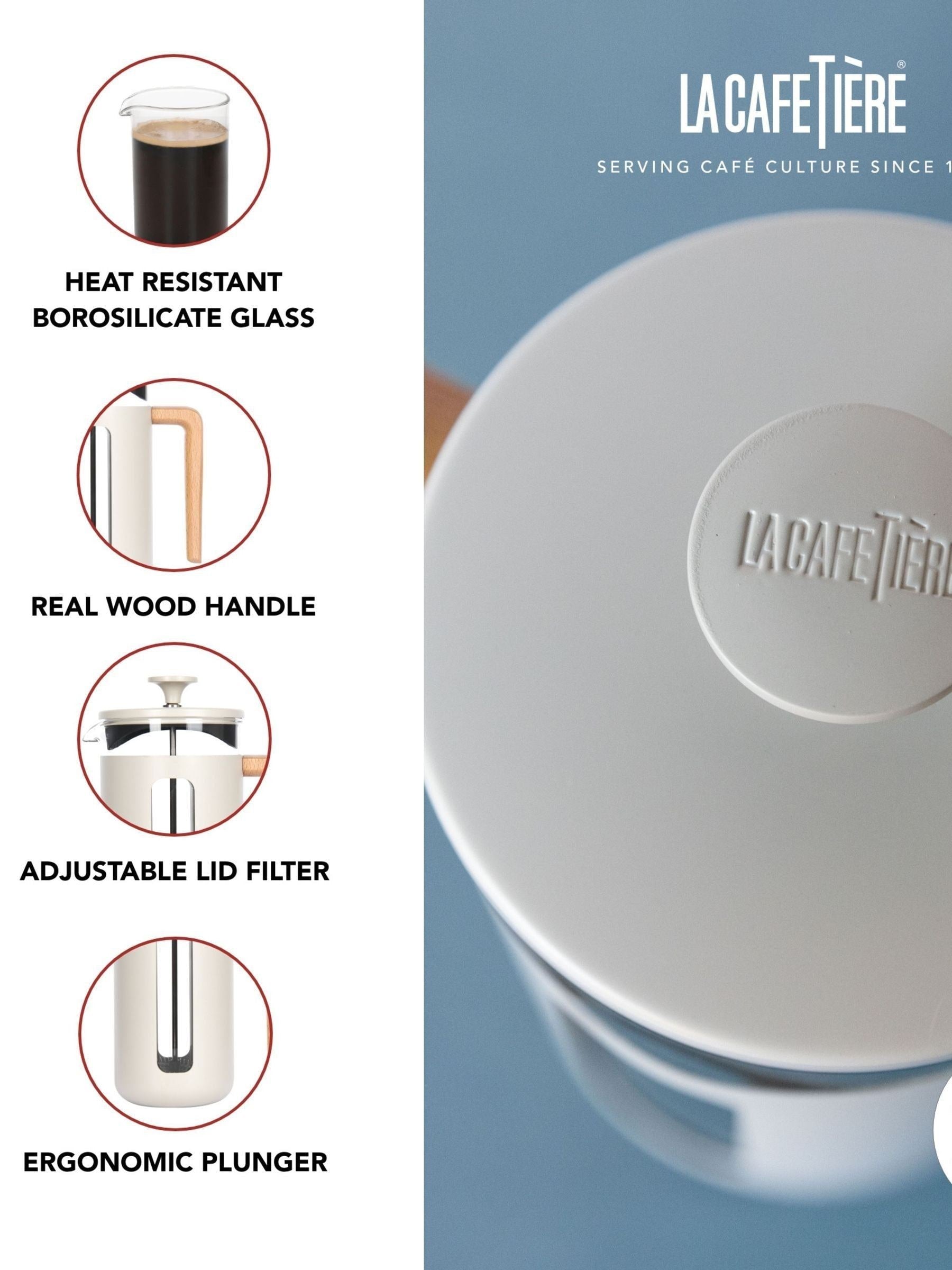 La Cafetiere Cream Pisa 3 cup glass cafetiere - British product