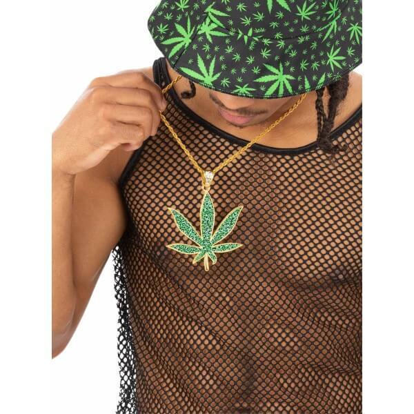 Smiffys 90s bling medallion in green diamante (British brand)