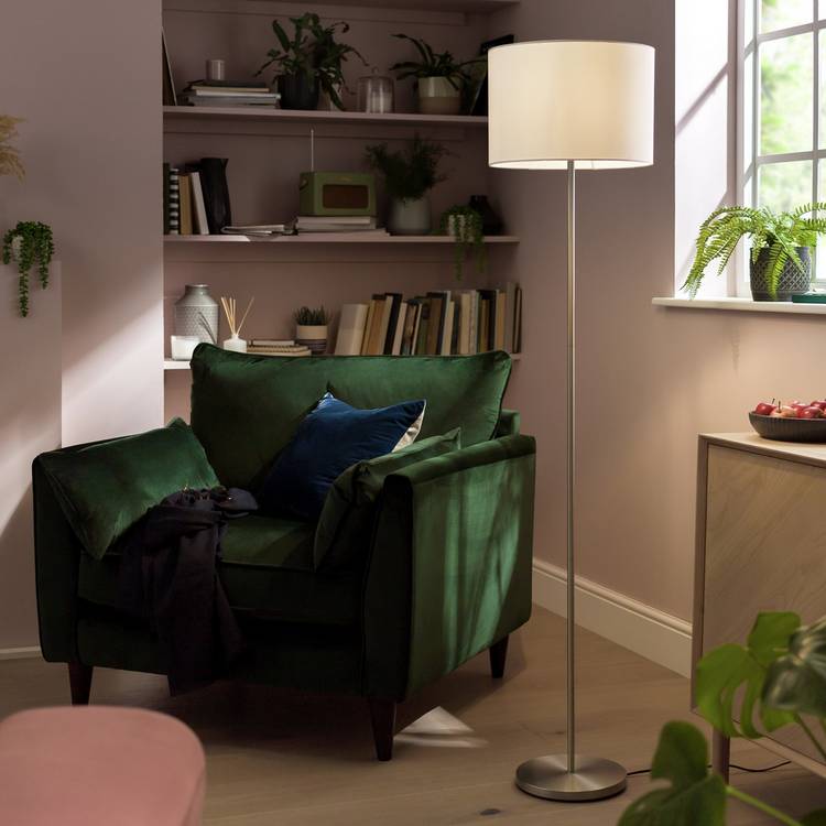 Argos Home Satin Stick Floor Lamp Super White, imported from the UK