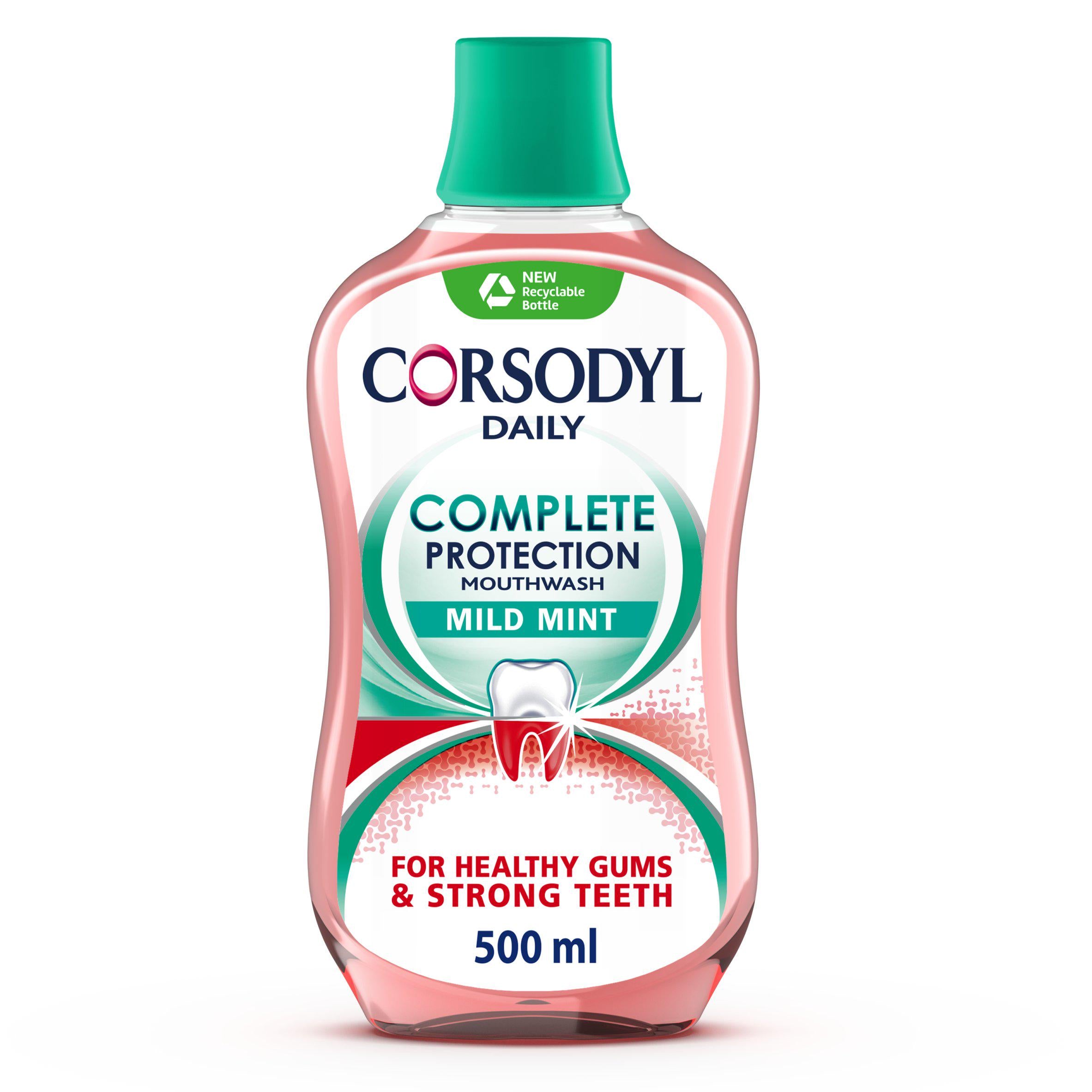 Corsodyl Mild Mint Complete Protection Daily Mouthwash 500ml mouthwash Sainsburys   