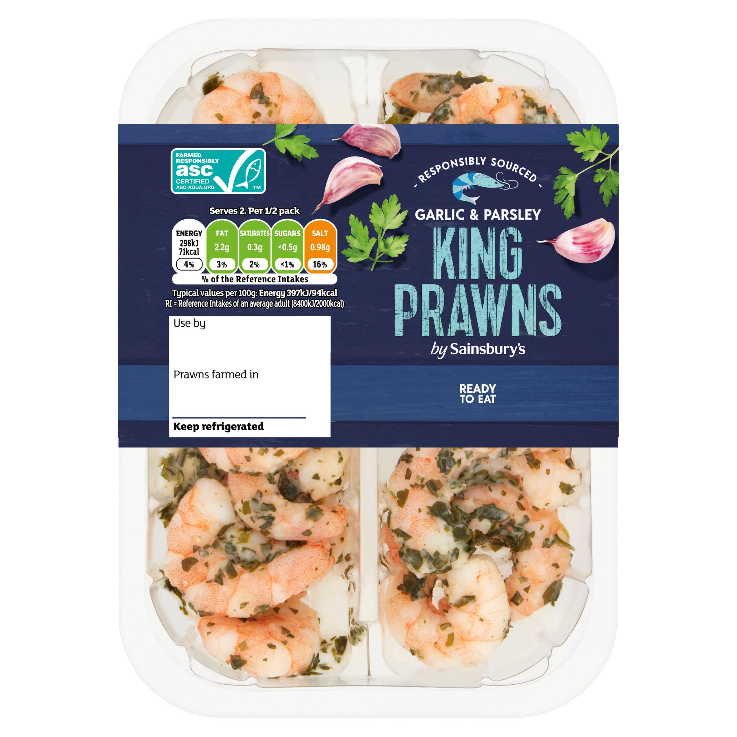 Sainsbury's King Prawns ASC in Garlic & Parsley ASC 150g GOODS Sainsburys   