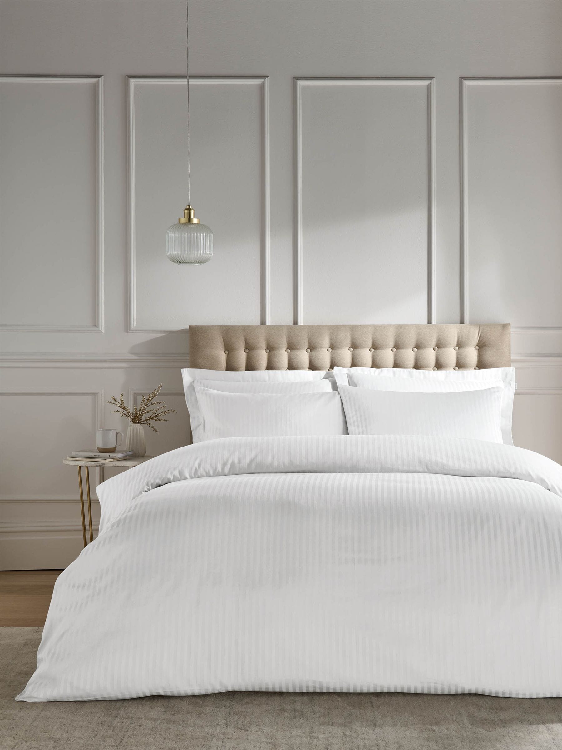 Catherine Lansfield white satin stripe fitted sheet - British product