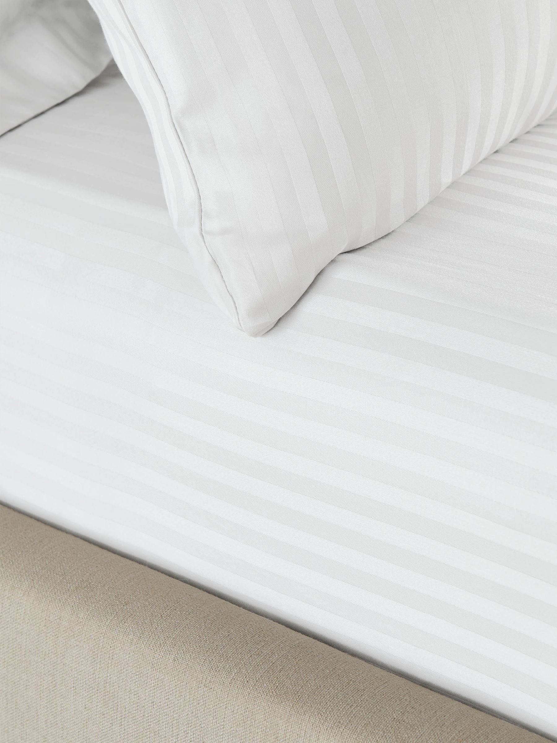 Catherine Lansfield white satin stripe fitted sheet - British product