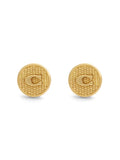 COACH gold textured coin stud earrings, imported from the UK