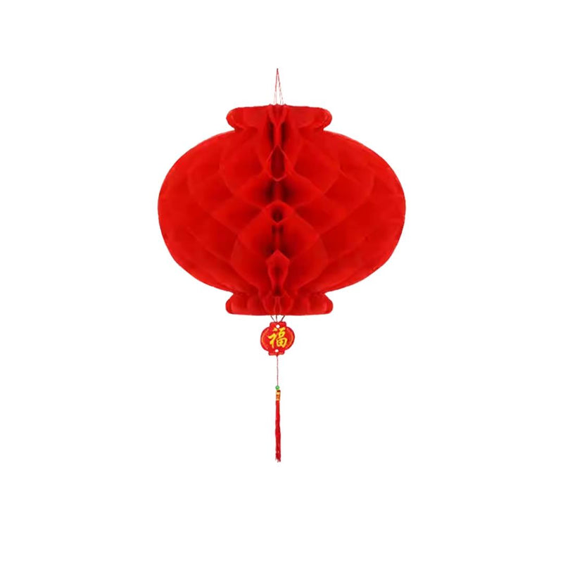 Small red plastic honeycomb hanging lantern, UK version