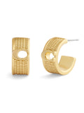 COACH gold huggie earrings with signature C motif (British brand)