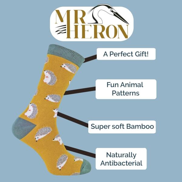 Mr Heron mens animal design bamboo socks, UK version