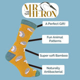 Mr Heron mens animal design bamboo socks, UK version