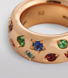 Pomellato Iconica ring rose gold sapphire mixed stones, UK version