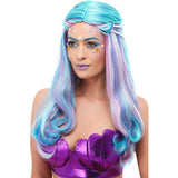 Smiffys mermaid wig blue with pearls, imported from the UK