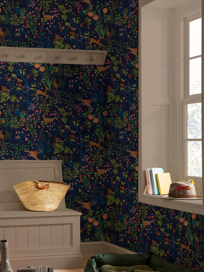 Next Joules Blue Enchanted Woodland Wallpaper- Buy online at McGrocer