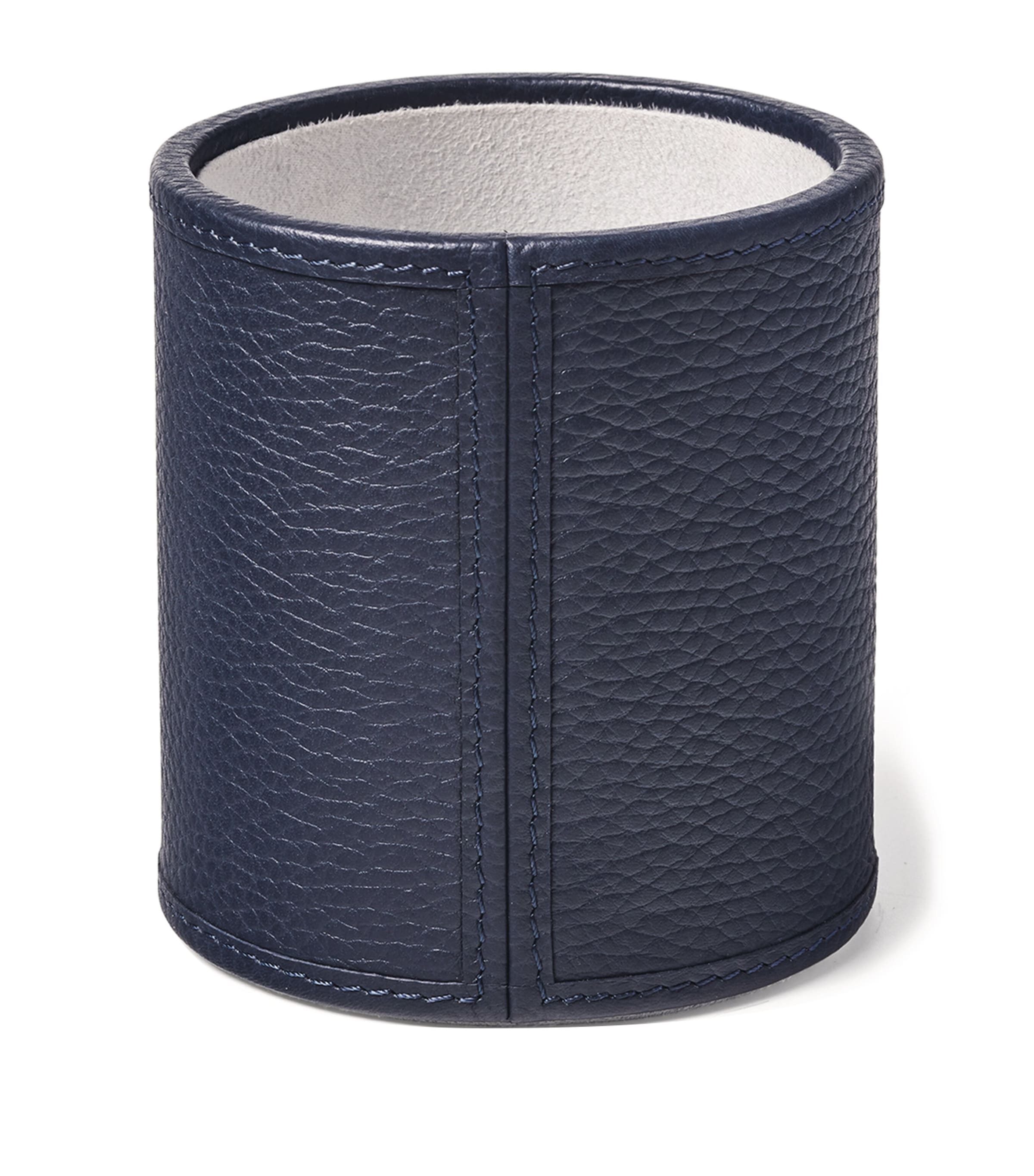 Aspinal Of London round leather pen pot, 10cm x 9cm - British product
